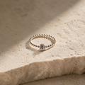 Damen Ring Elastisch Silberperlen und Zirkonia Pavekugel by DAVUTA