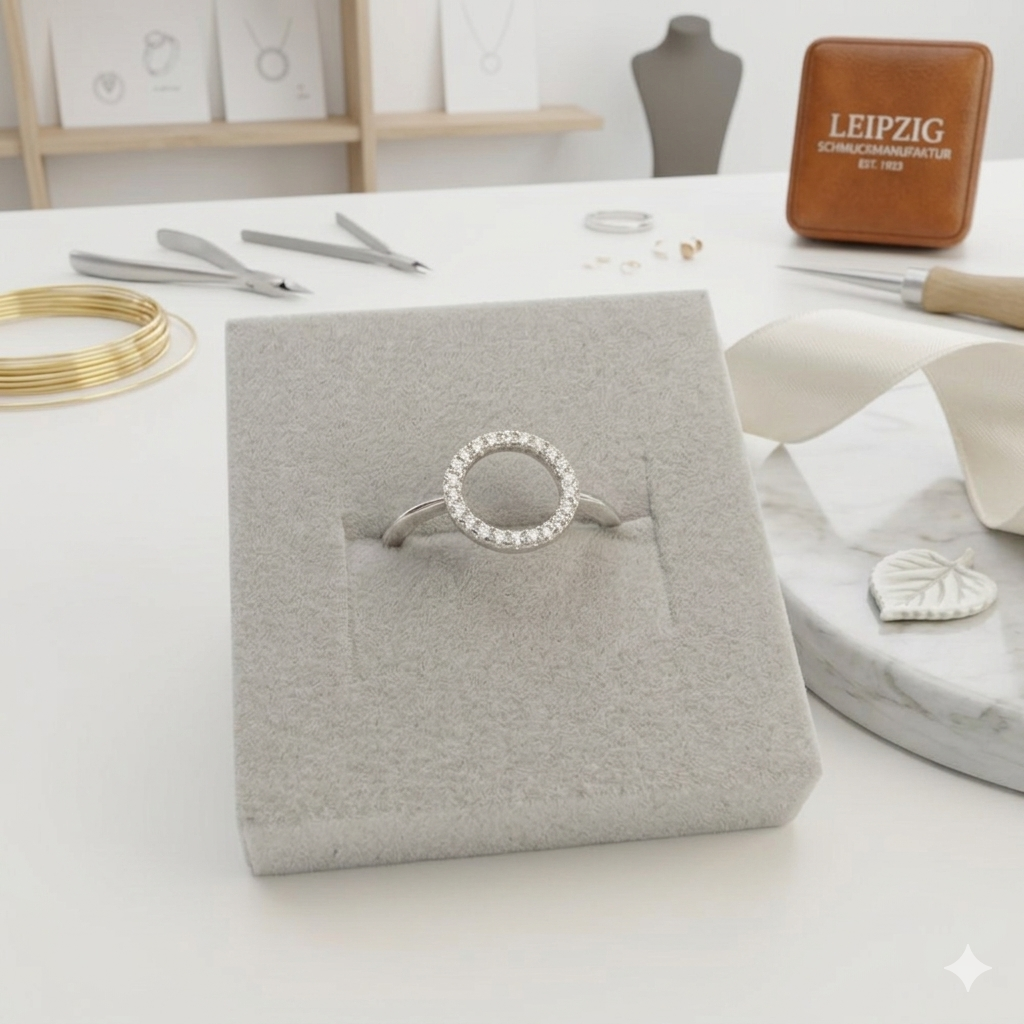 Damen Ring Kreis Silber mit Zirkonia by DAVUTA