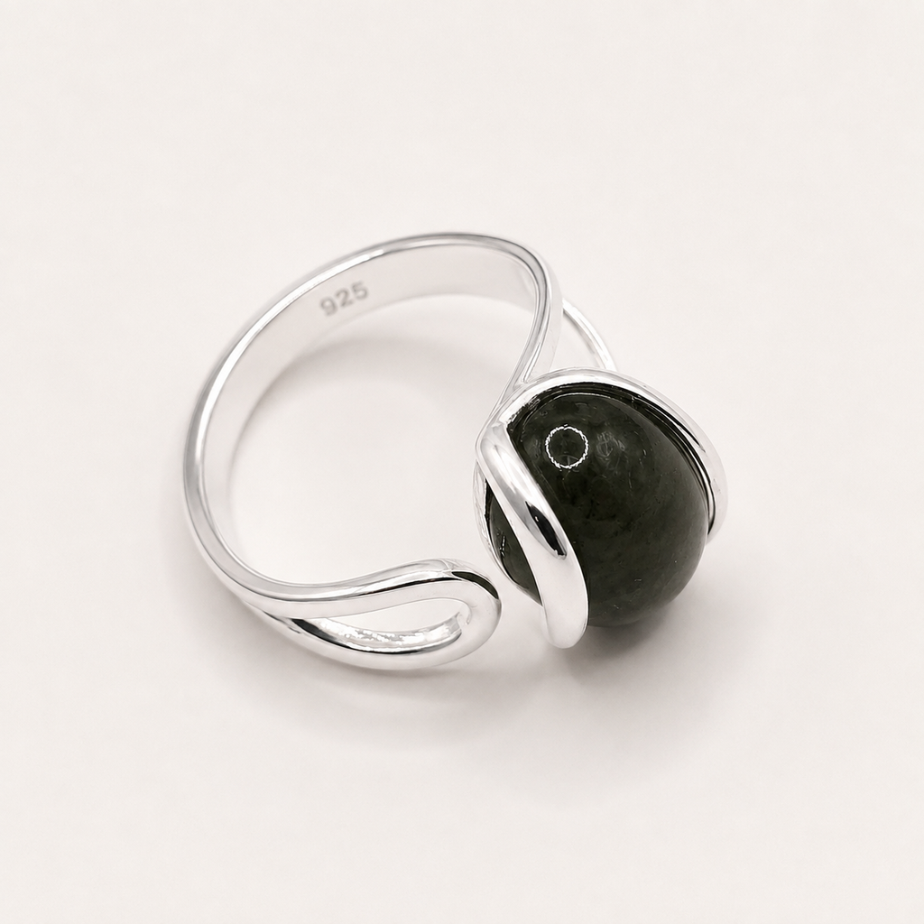Damen Ring Labradorit Silber verstellbar Detail by DAVUTA