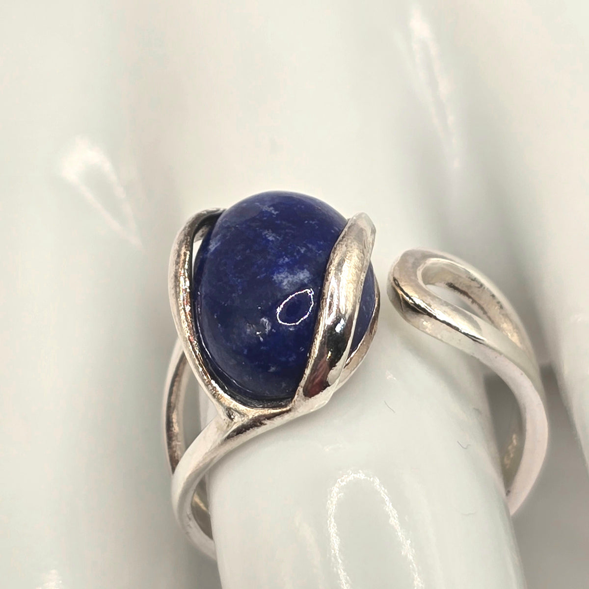 Damen Ring Lapislazuli silber verstellbar Detail by DAVUTA