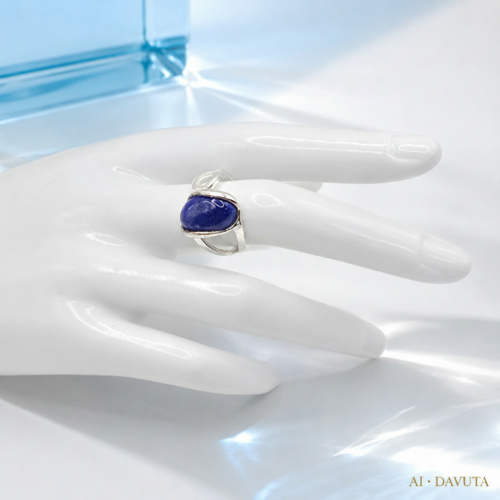 Damen Ring Lapislazuli silber verstellbar an Büste bs DAVUTA