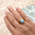 Damen Ring Larimar Silber Vergoldet Verstellbar an Hand DAVUTA