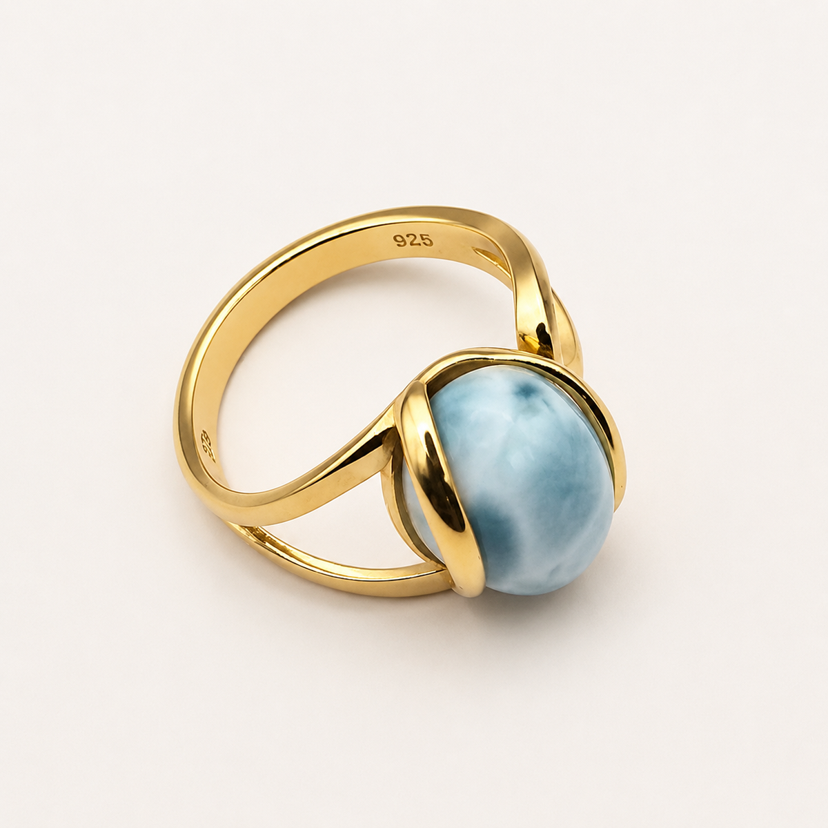 Damen Ring Larimar Silber Vergoldet Verstellbar clean DAVUTA