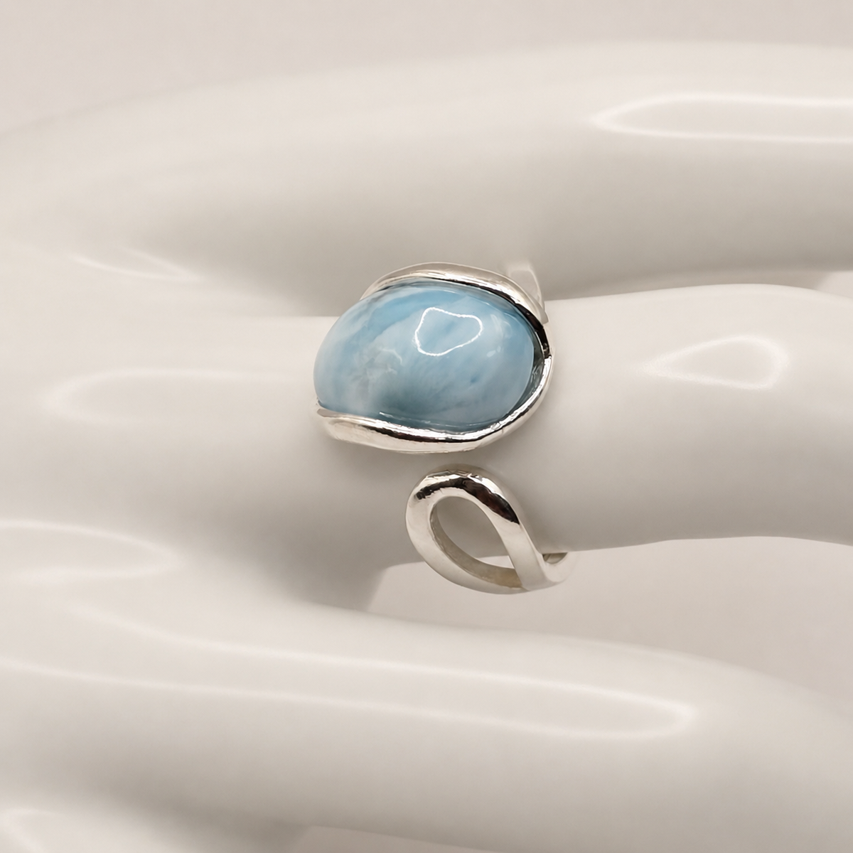 Damen Ring Larimar Silber verstellbar Detail by DAVUTA
