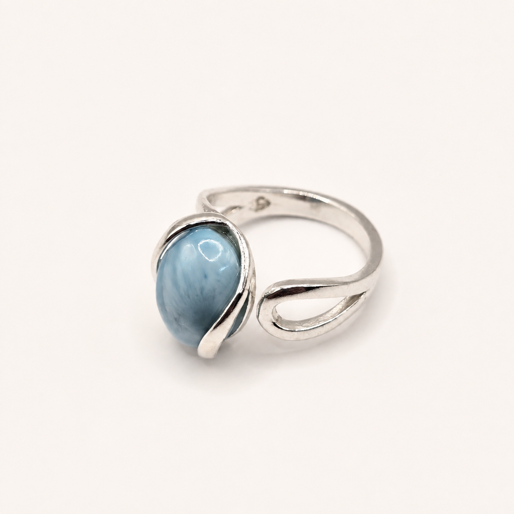 Damen Ring Larimar Silber verstellbar clean 2 by DAVUTA