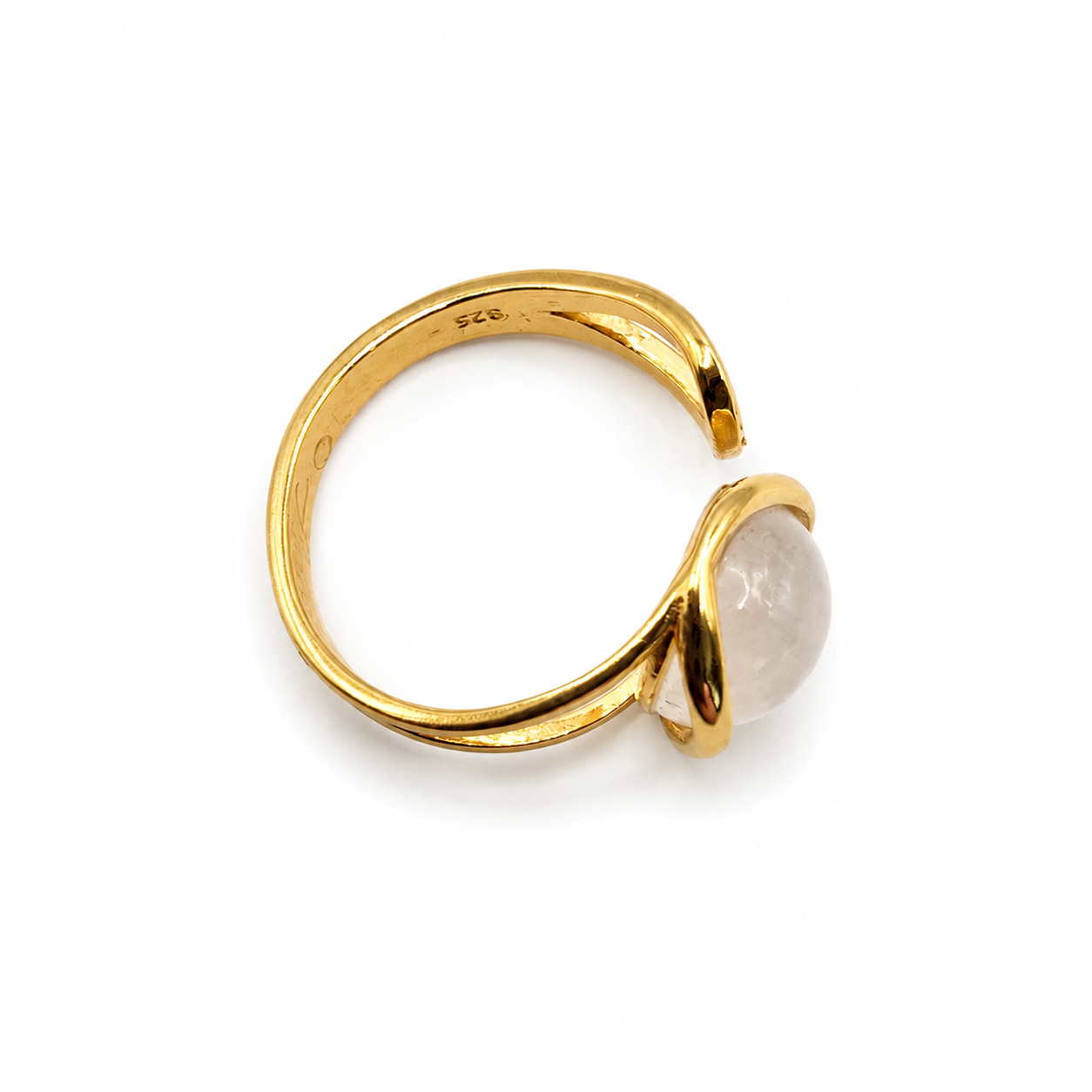 Damen Ring Mondstein Silber vergoldet clean 
