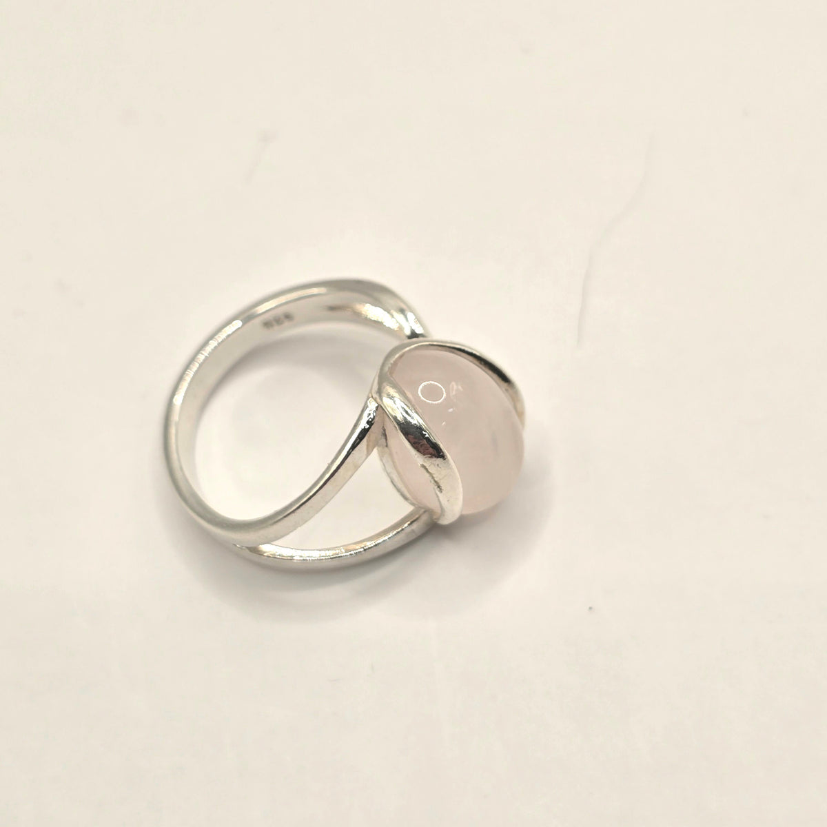 Damen Ring Rosenquarz Silber verstellbar clean