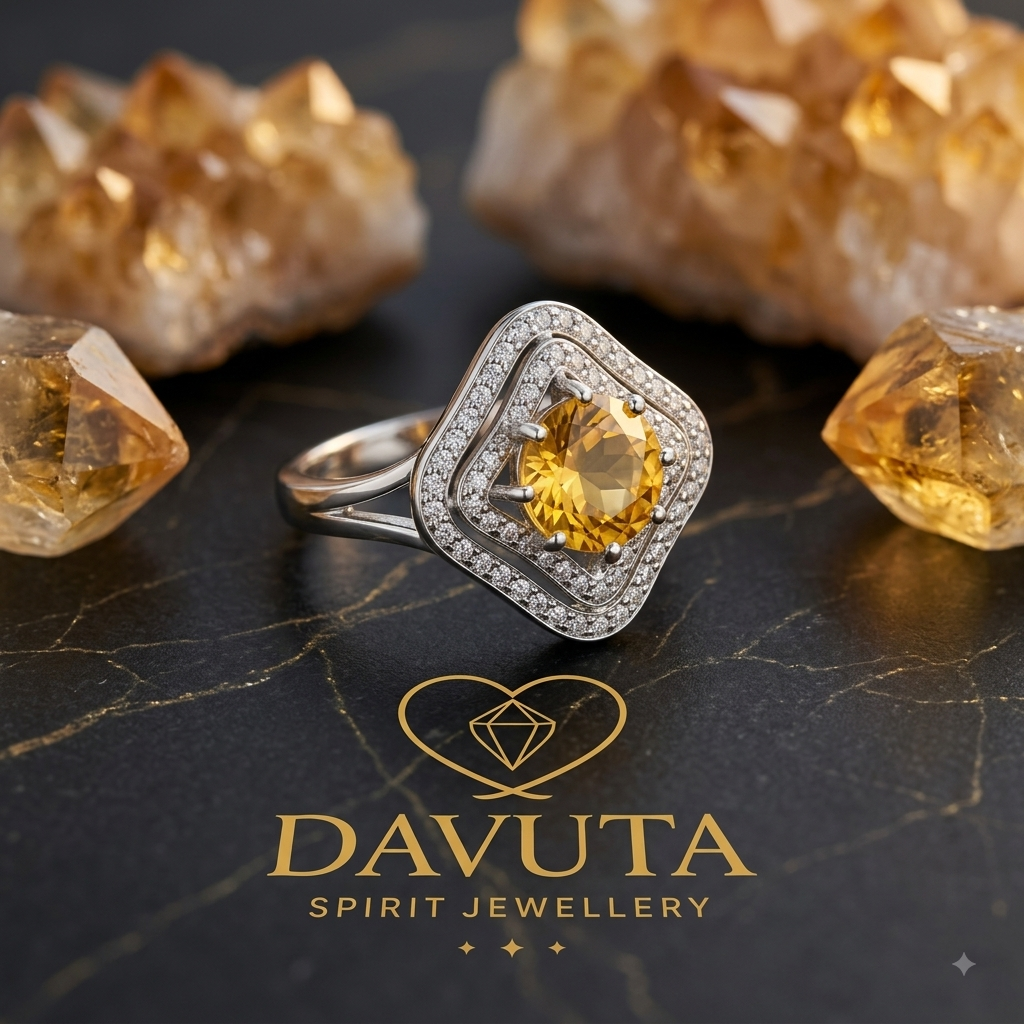 Damen Ring Silber Citrin Zirkonia verstellbar