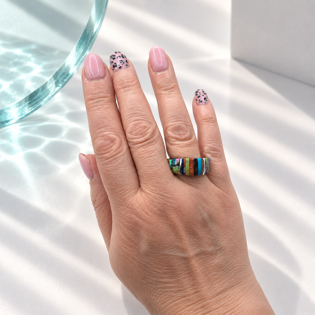 Damen Ring Silber Edelsteinmix Unikat DAVUTA an Hand