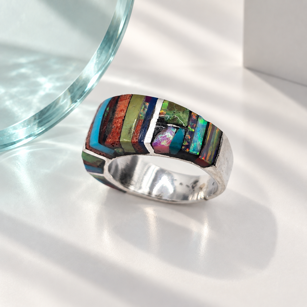 Damen Ring Silber Edelsteinmix Unikat DAVUTA stehend
