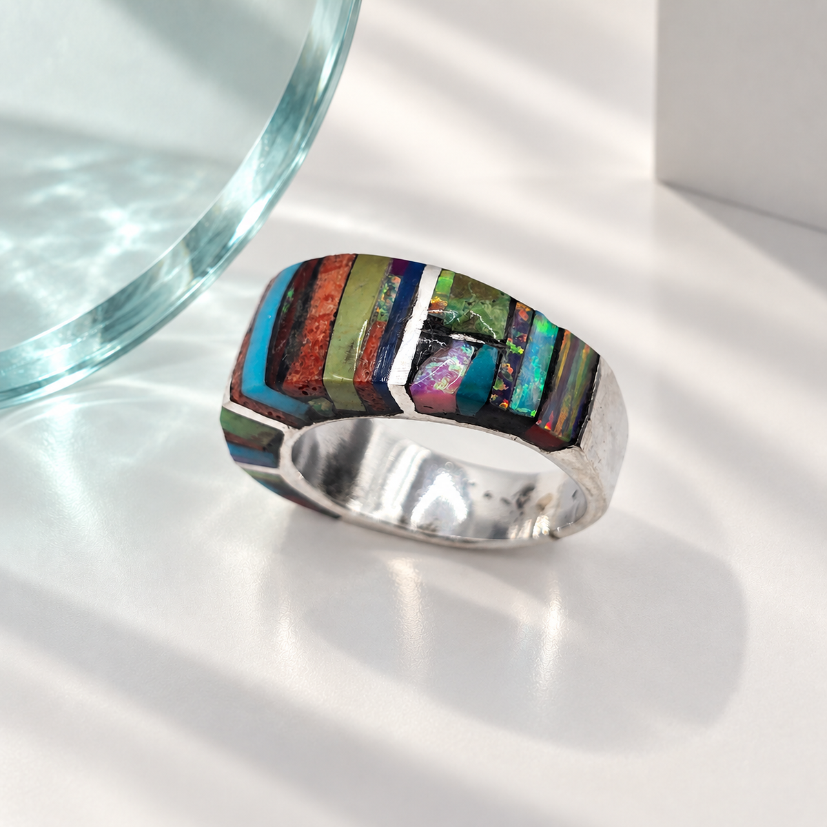 Damen Ring Silber Edelsteinmix Unikat DAVUTA stehend