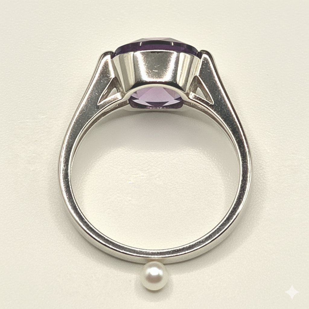 Damen Ring Silber mit Amethyst DAVUTA clean liegend