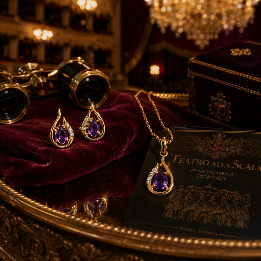 Damen Schmuckset Kette vergoldet mit Amethyst by DAVUTA