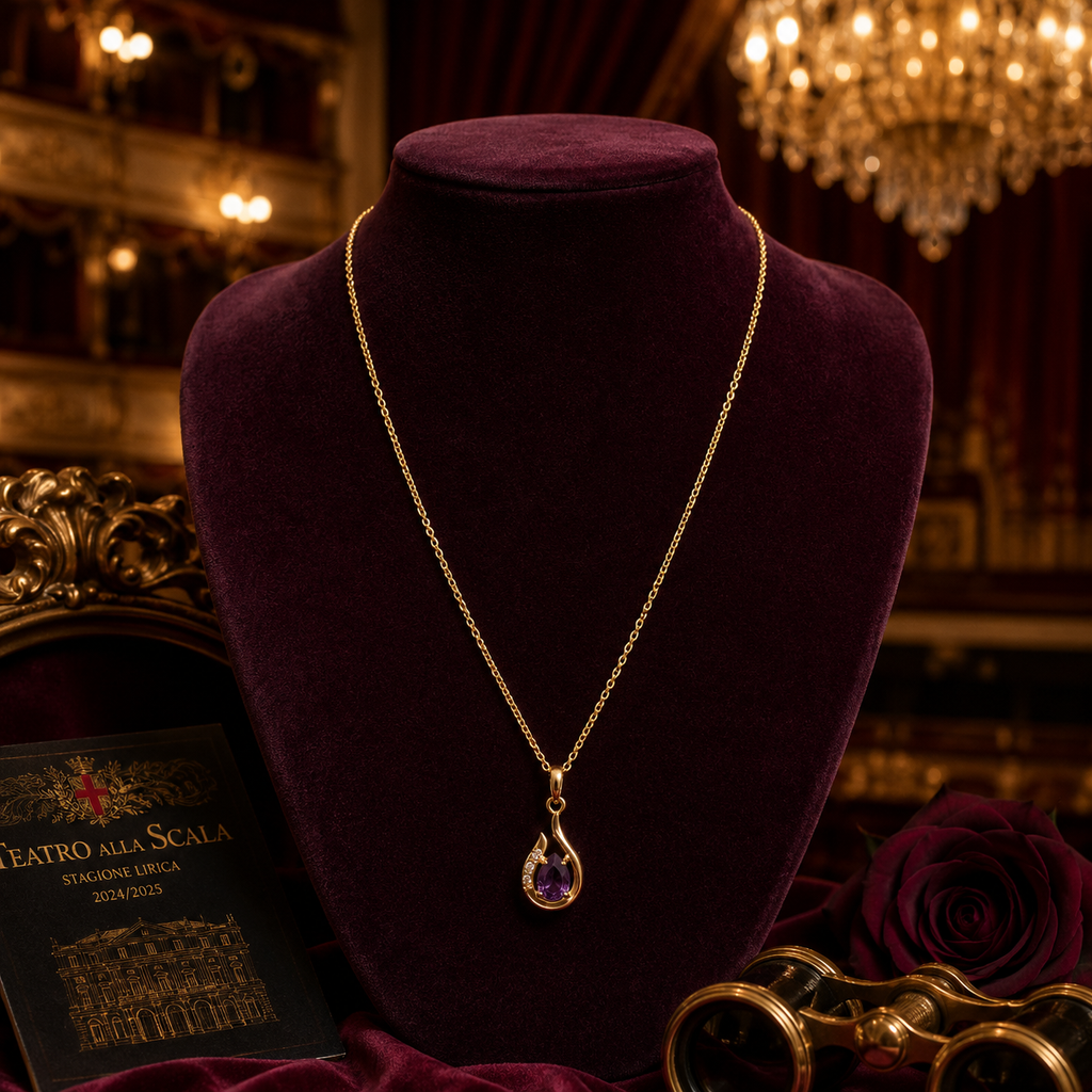 Damen Schmuckset Kette vergoldet mit Amethyst an Büste by DAVUTA