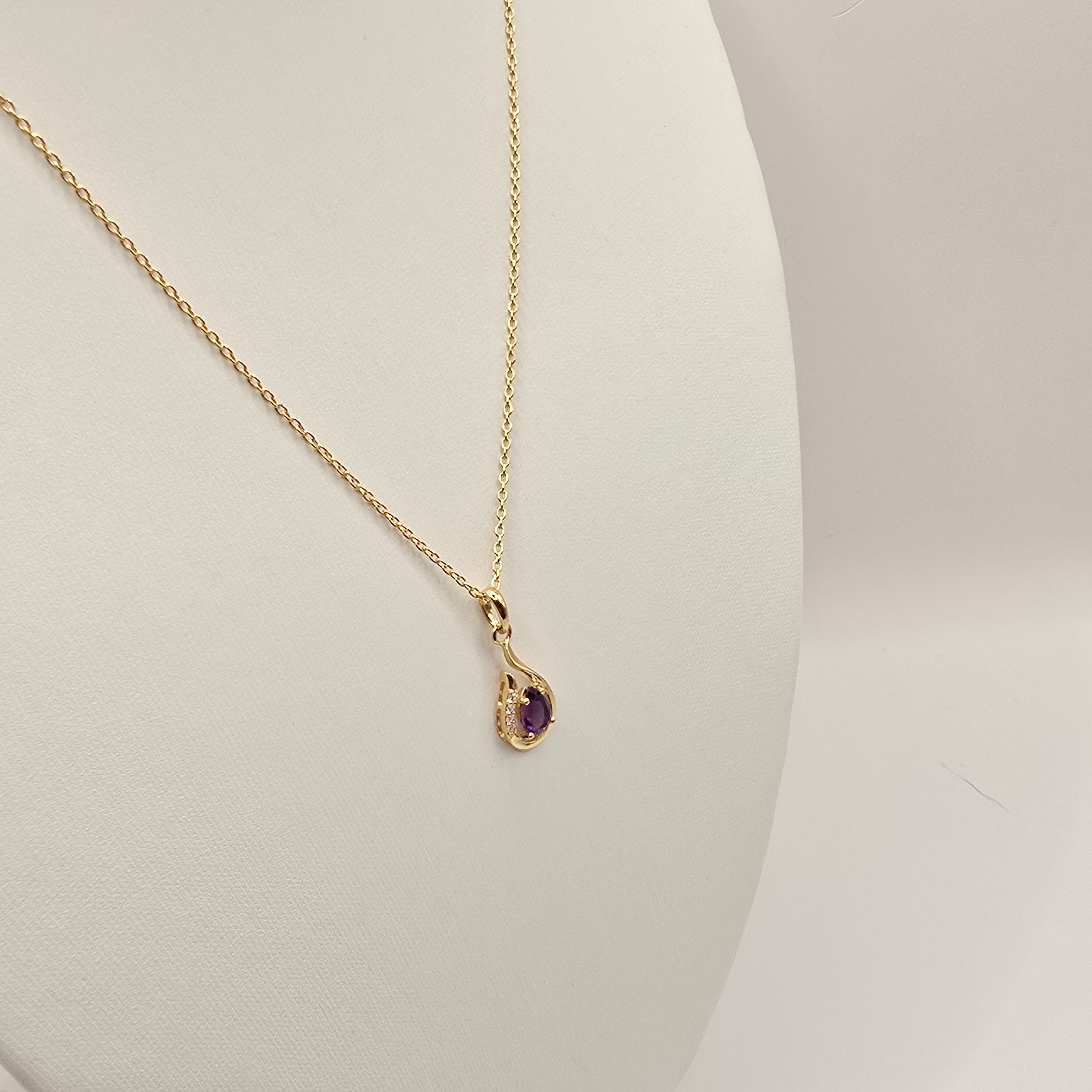 Damen Schmuckset Kette vergoldet mit Amethyst seitlich Büste by DAVUTA