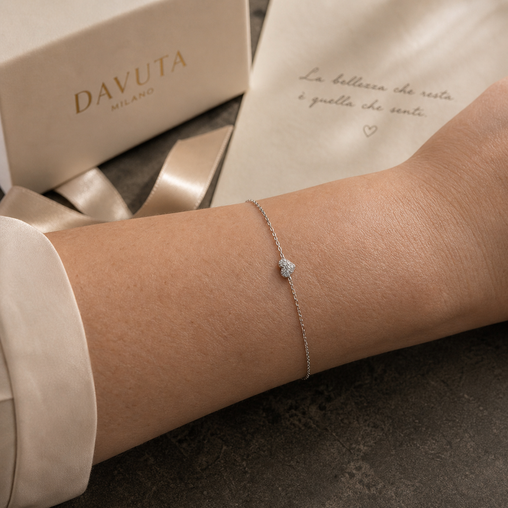 Damen Schmuckset Miniherz Silber Zirkonia Almanor Armband am Arm by DAVUTA