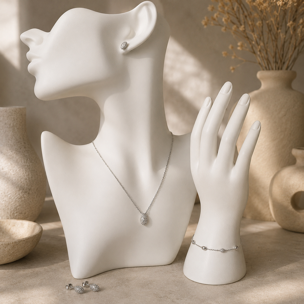 Damen Schmuckset Oval silber Zirkonia by DAVUTA