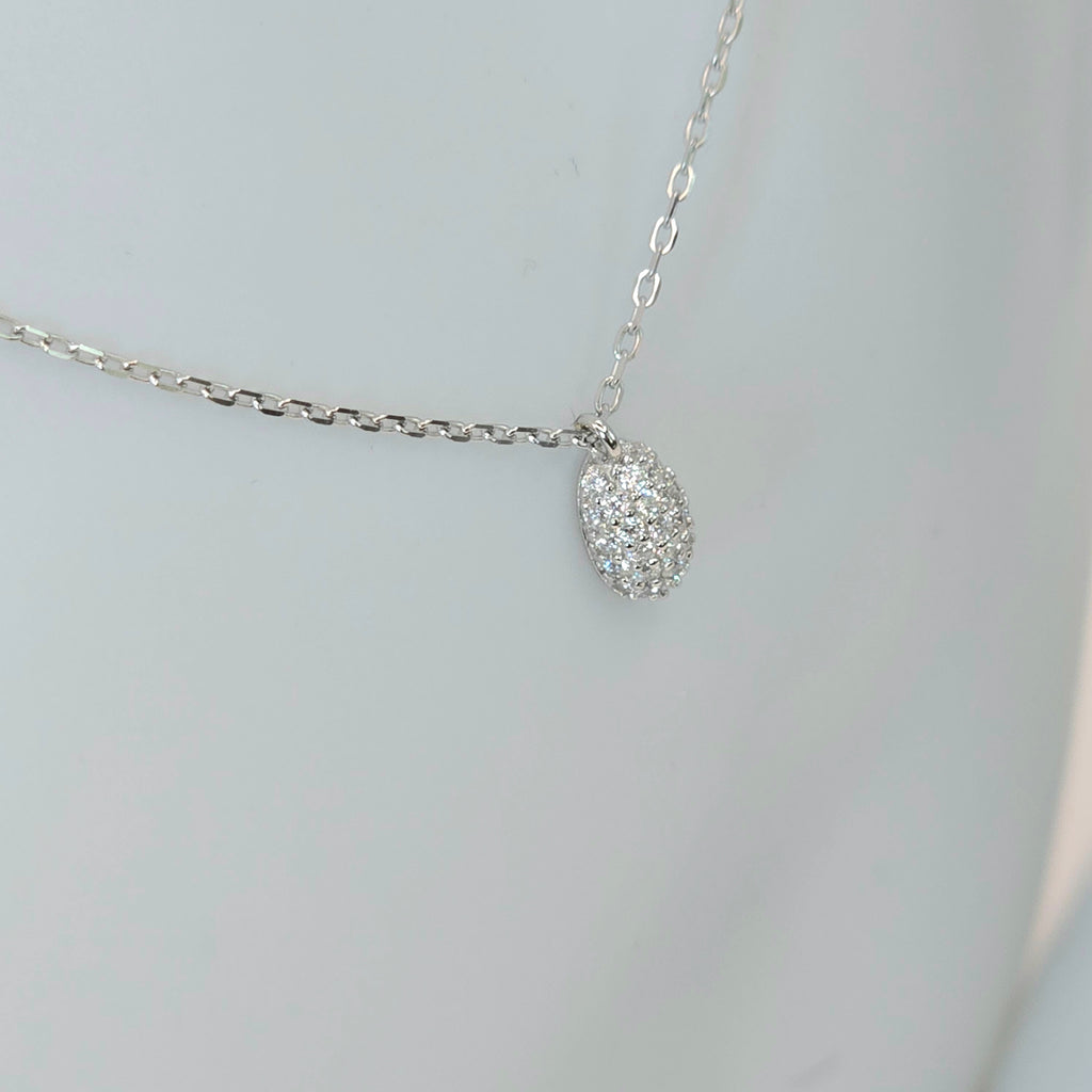 Damen Schmuckset Oval silber Zirkonia Kette an Büste by DAVUTA