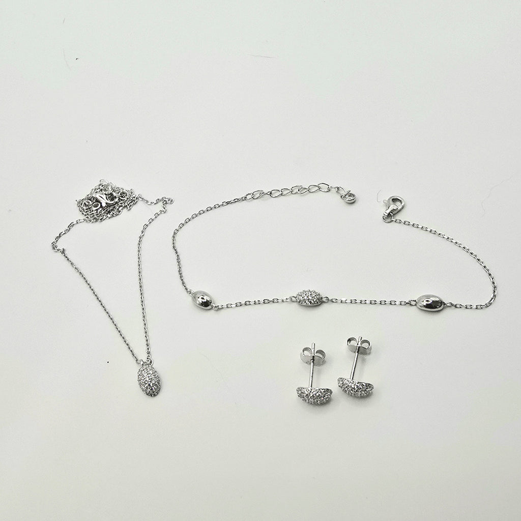 Damen Schmuckset Oval silber Zirkonia clean by DAVUTA