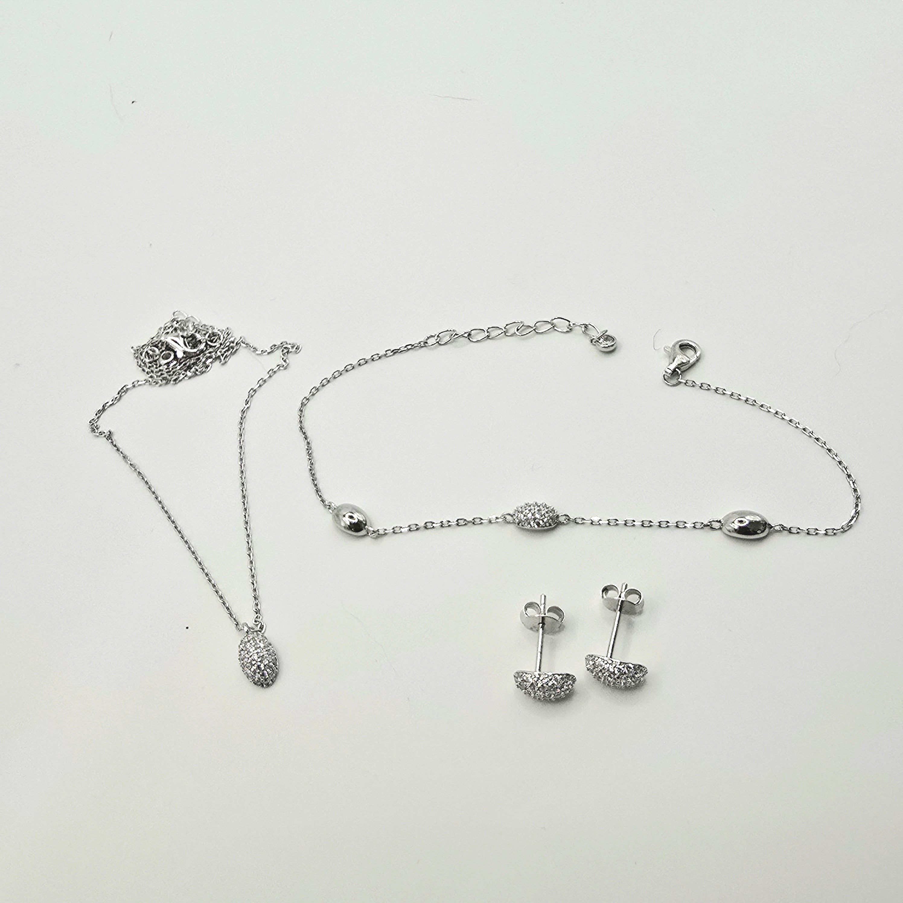 Damen Schmuckset Oval silber Zirkonia clean by DAVUTA