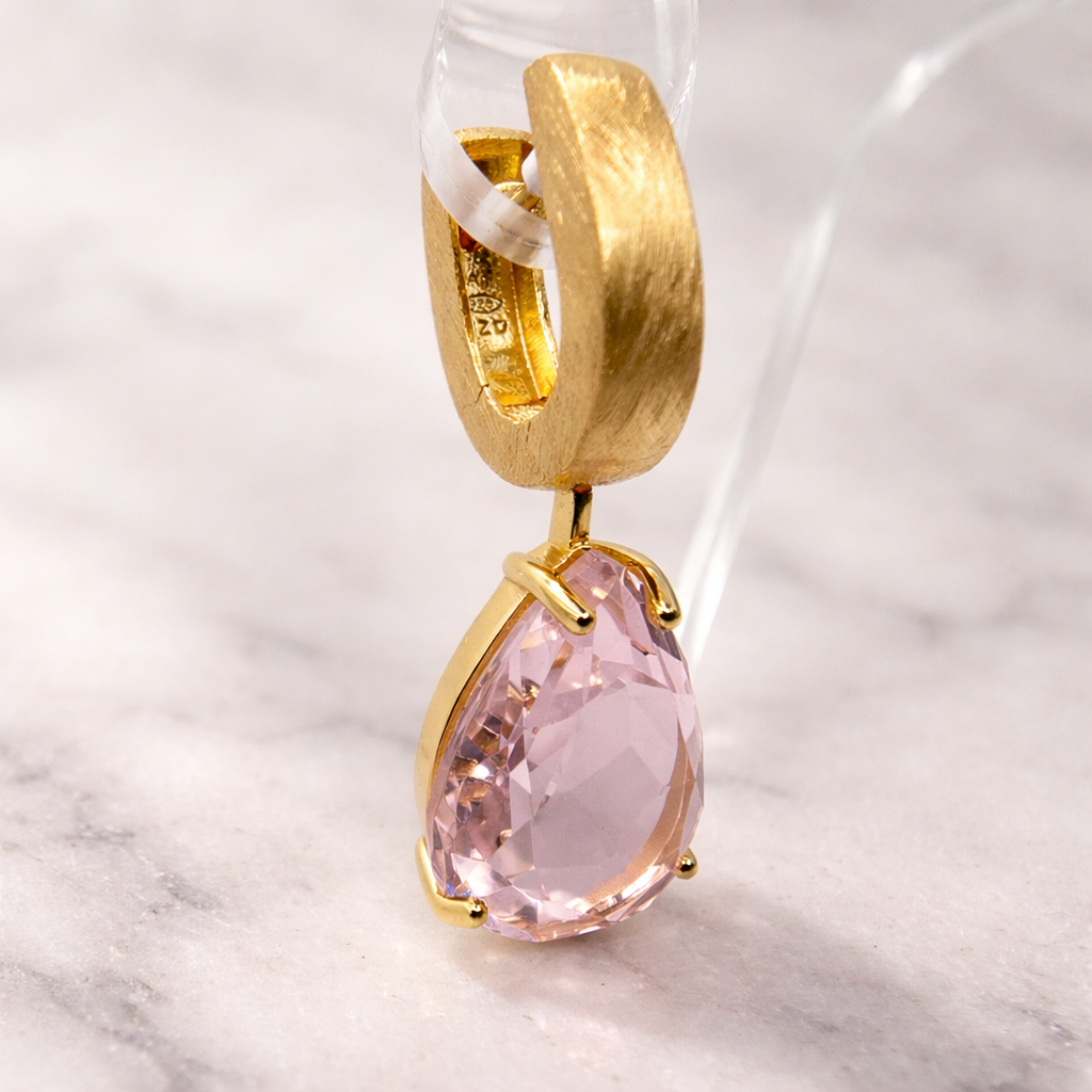 Damen System Ohrring Einhänger Heinzendorff rosa gold Detail