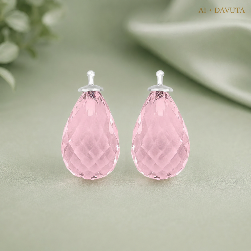 Damen Systemanhänger Ohrring Heinzendorff facettiert Rosa silber by DAVUTA
