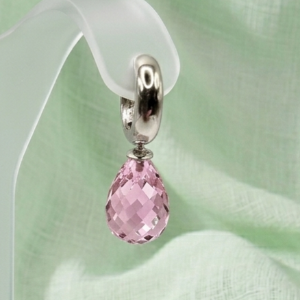 Damen Systemanhänger Ohrring Heinzendorff facettiert Rosa silber Detail by DAVUTA