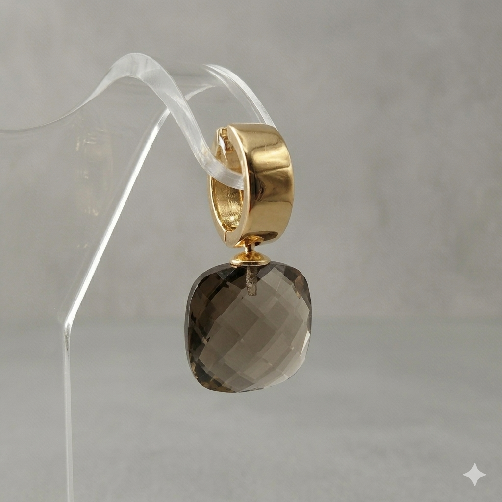 Damen Systemohrring Einhänger Heinzendorff gold Braun Detail