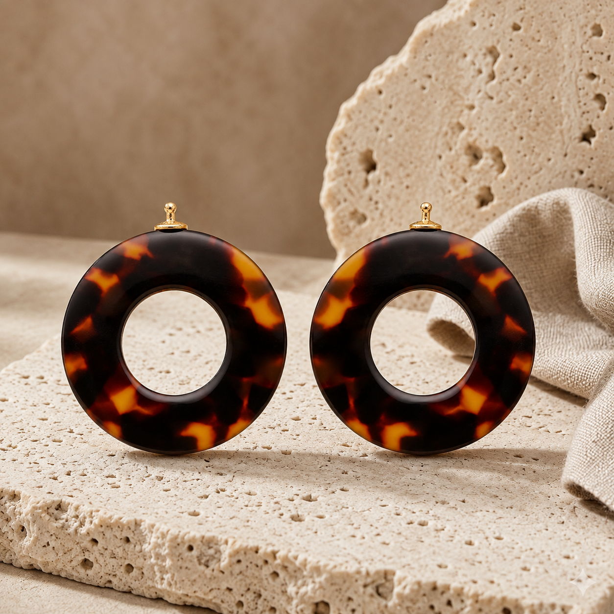 Damen Systemohrringe Einhänger Heinzendorff Acetat Ring gold by DAVUTA