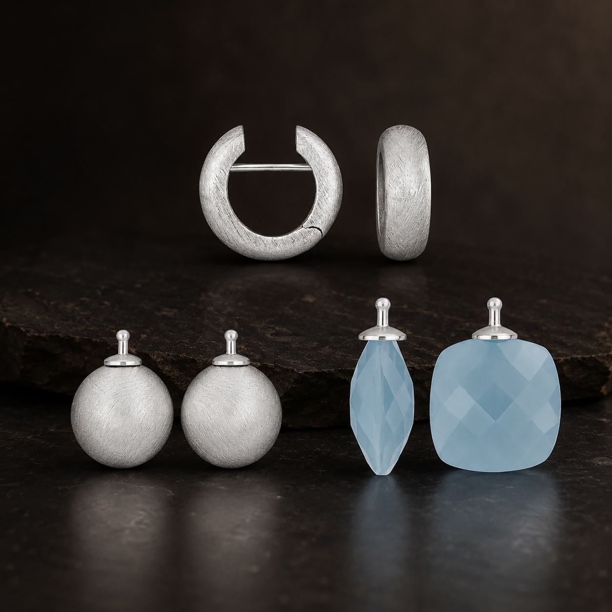 Damen Systemohrringe Heide Heinzendorff Set Cielo d'Argento silber