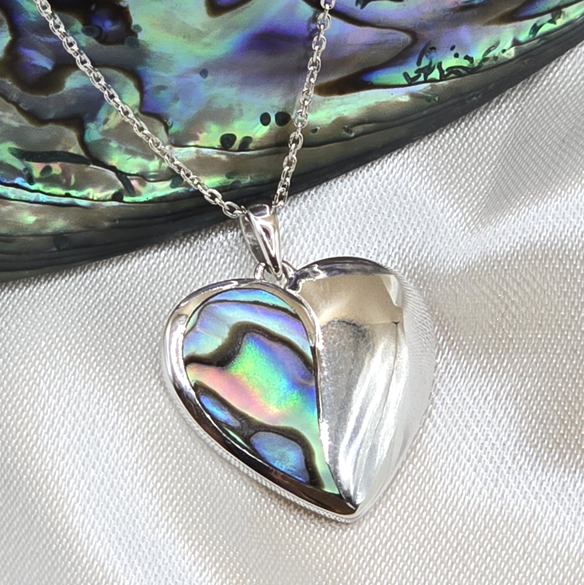 Damenkette mit Herzanhänger Abalone Silber DAVUTA Spirit Jewellery