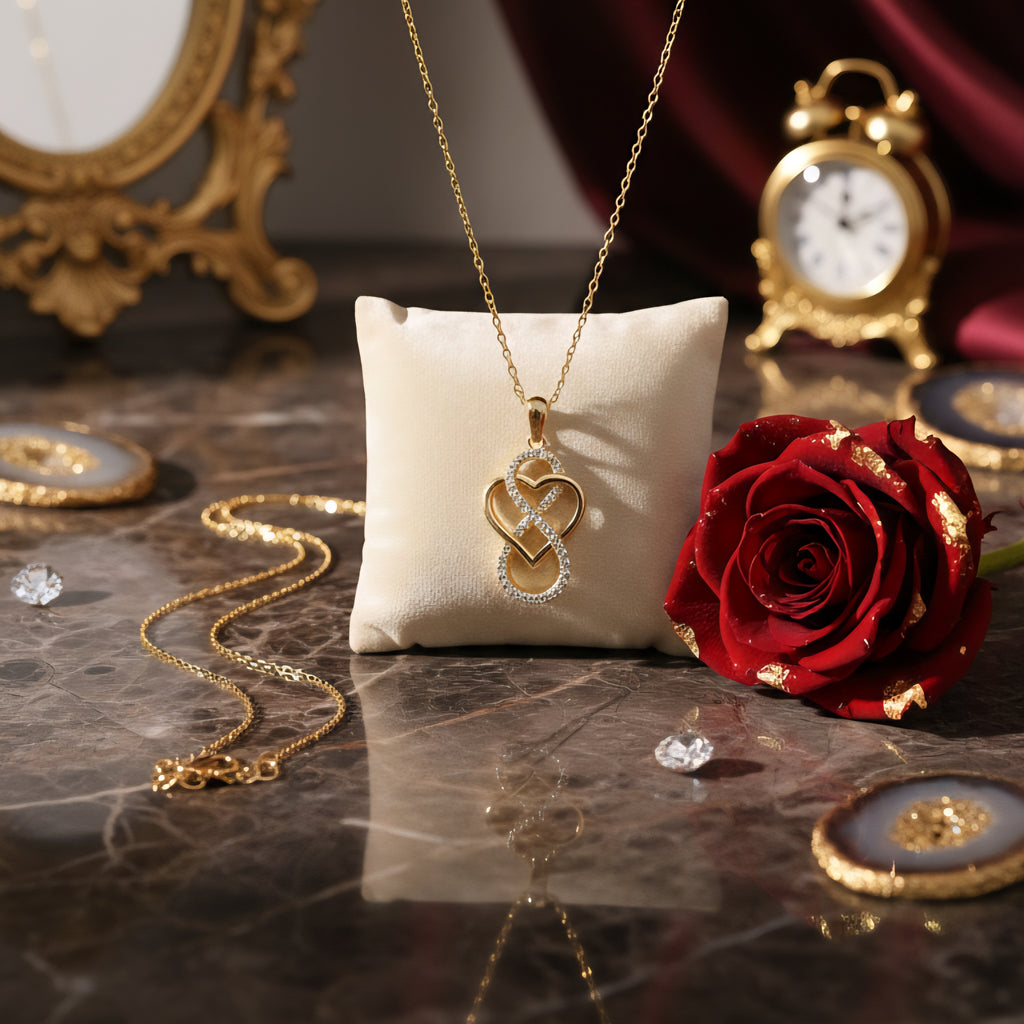 Herz im Infinity mit Zirkonia vergoldete kette Davuta