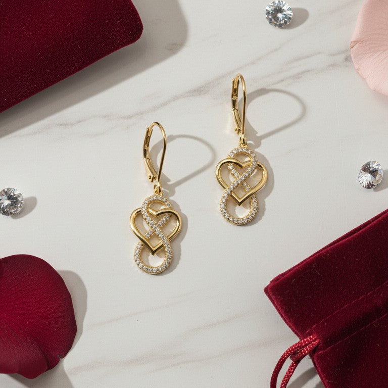 Ohrringe Infinity Herz Gold Zirkonia Klappverschluss Davuta Spirit