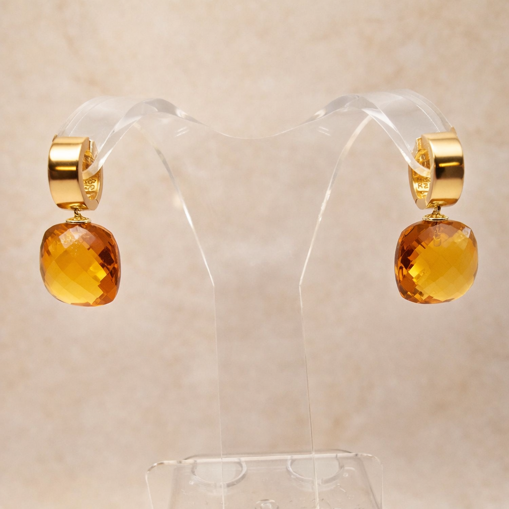 Demen Systemohrringe Einhänger Heinzendorff gold cognac am Ständer Set