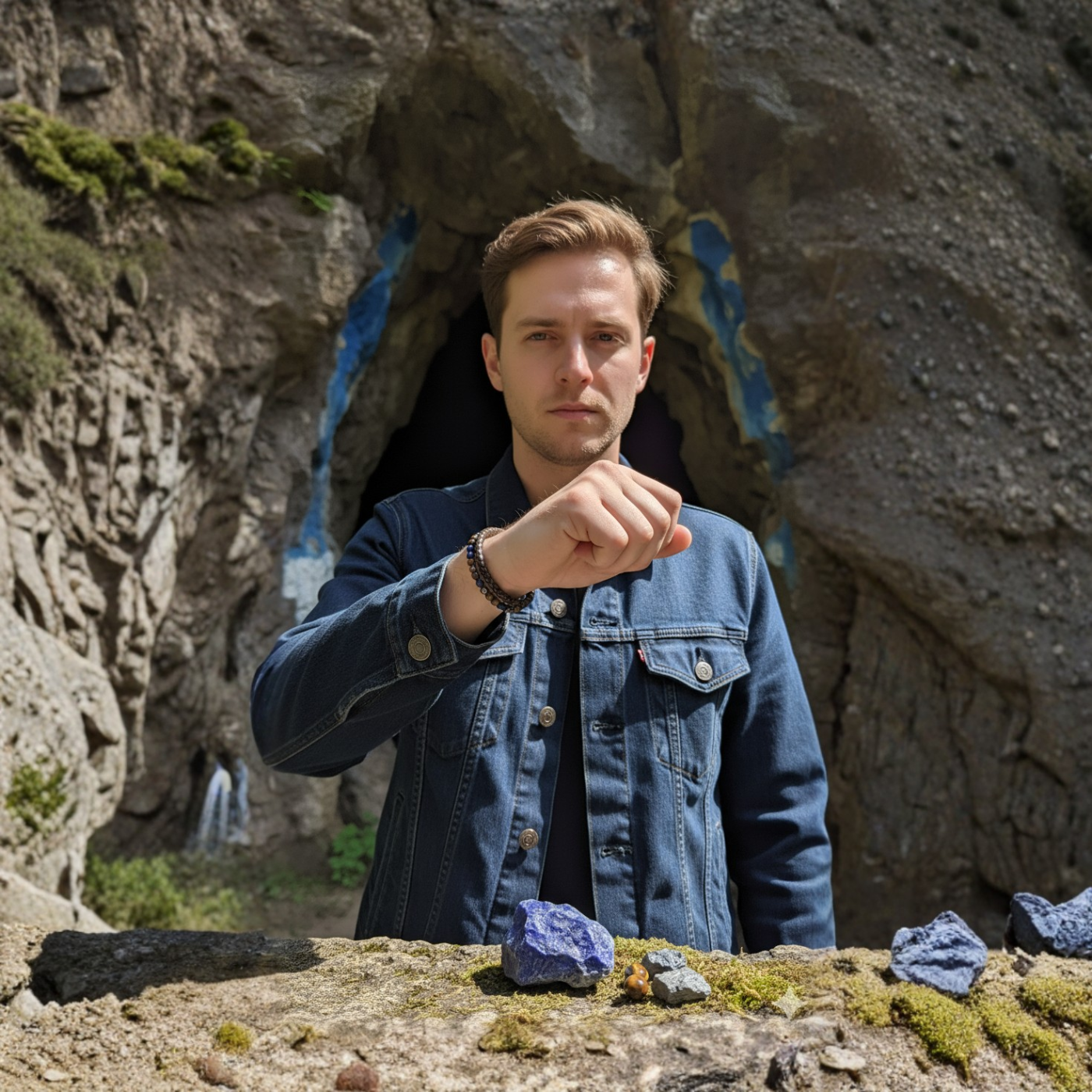 Herren Armband Blue Beads