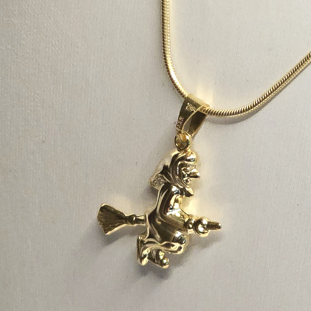 Damen Kette mit Anhänger Hexe Gold