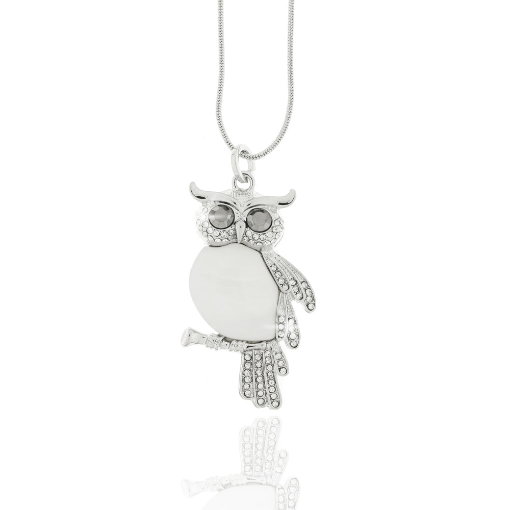 Damen Kette mit Anhänger / Gufo di Luna / Messing versilbert / Animal Statement