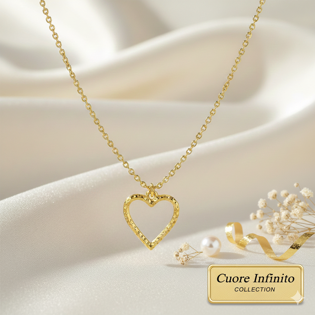 Damen Schmuck-Set Herz / Cuore Martellato / 925er Silber vergoldet / schlicht und schön