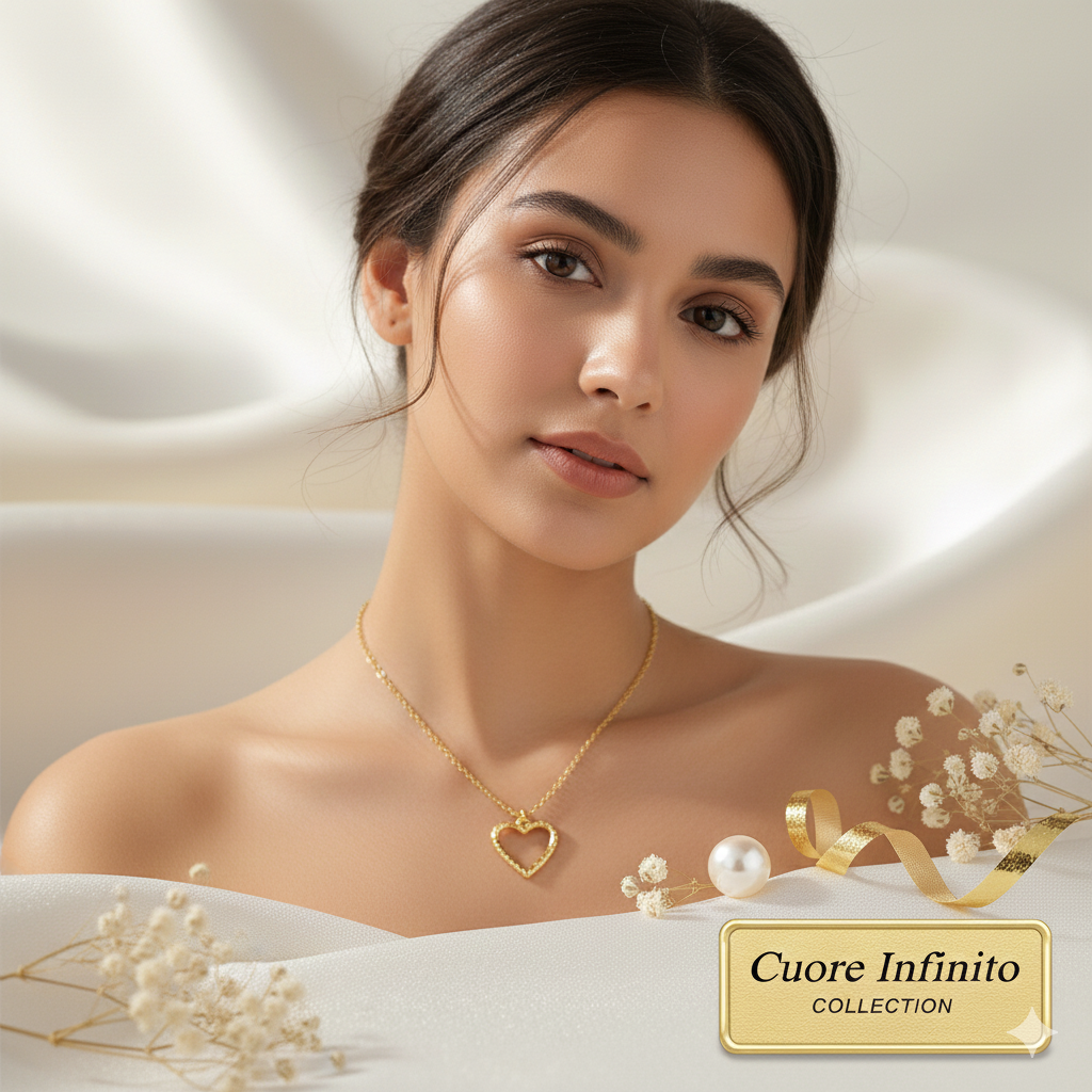 Damen Schmuck-Set Herz / Cuore Martellato / 925er Silber vergoldet / schlicht und schön