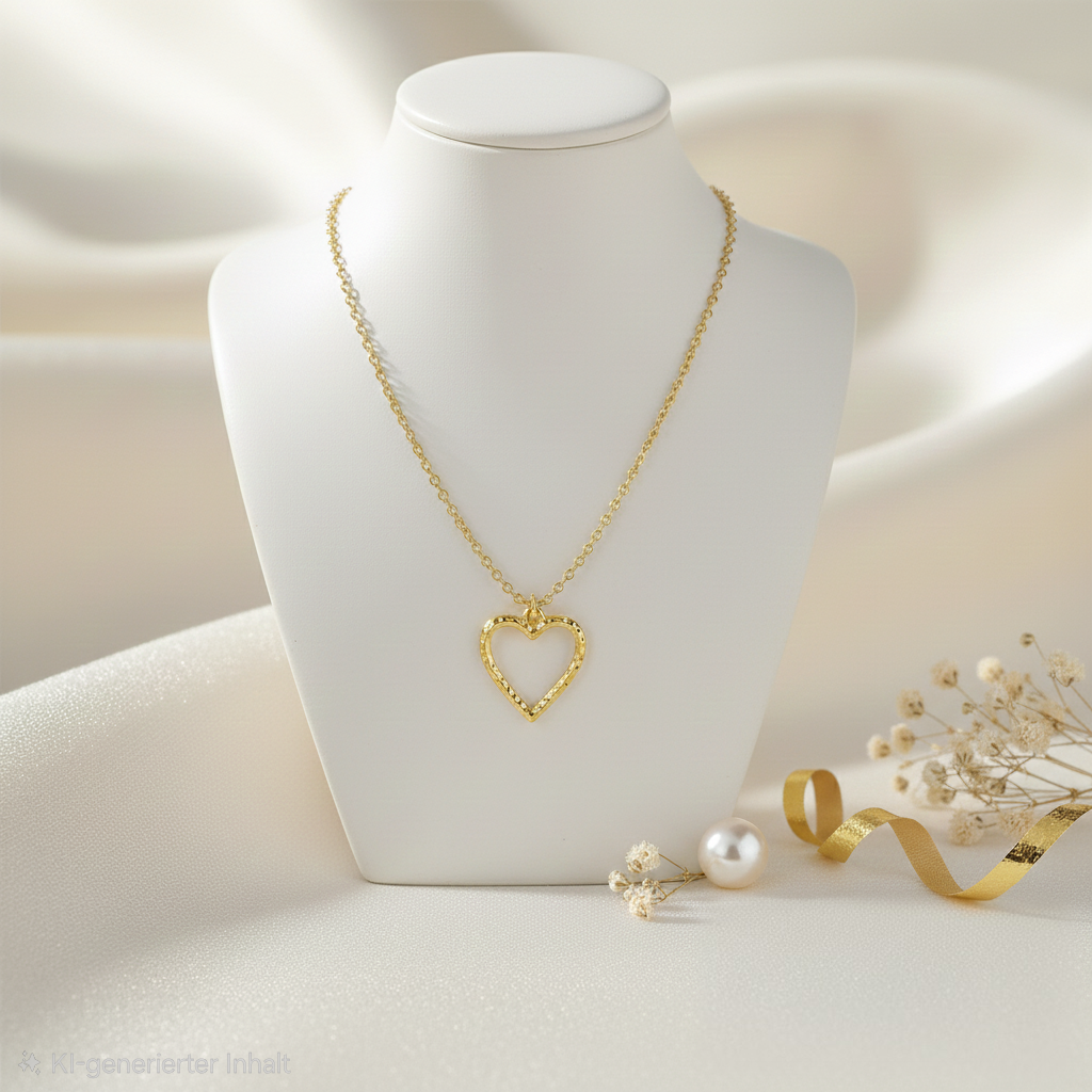 Damen Schmuck-Set Herz / Cuore Martellato / 925er Silber vergoldet / schlicht und schön