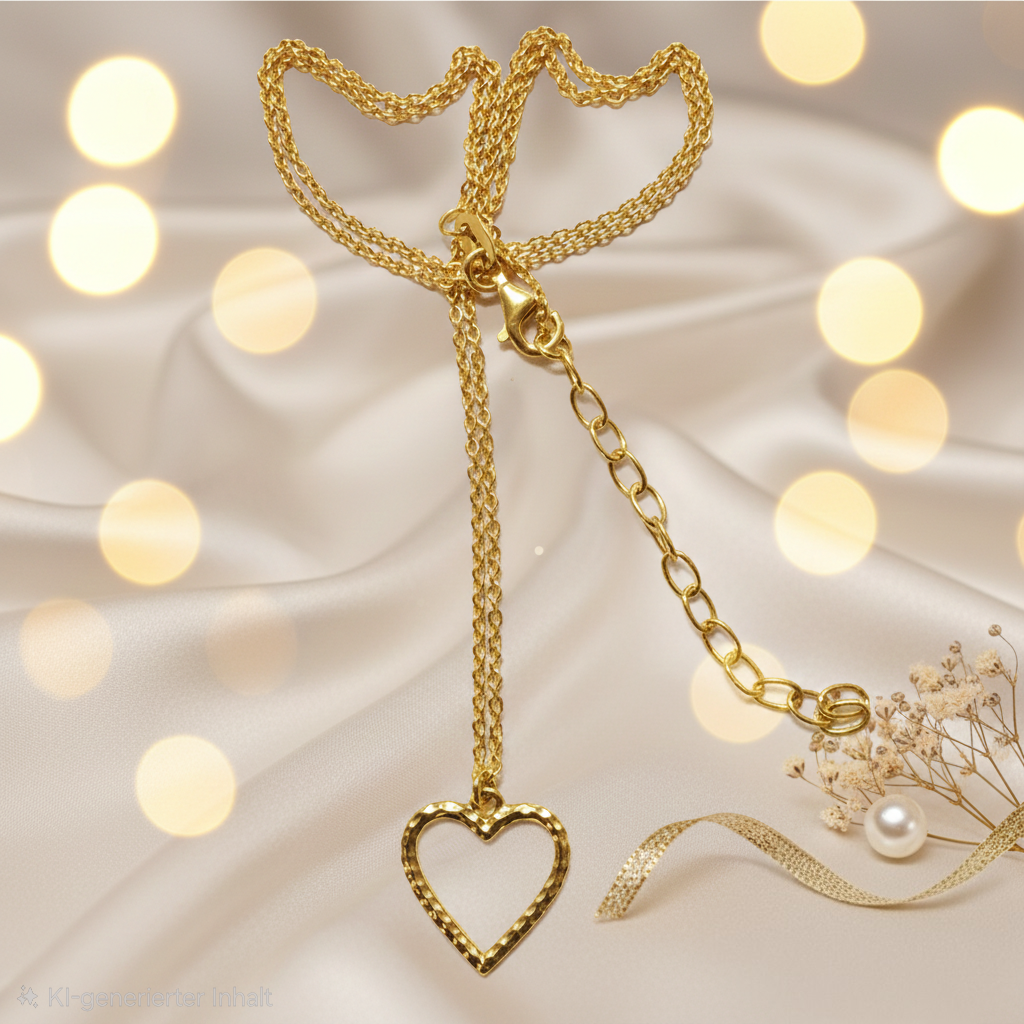 Damen Schmuck-Set Herz / Cuore Martellato / 925er Silber vergoldet / schlicht und schön