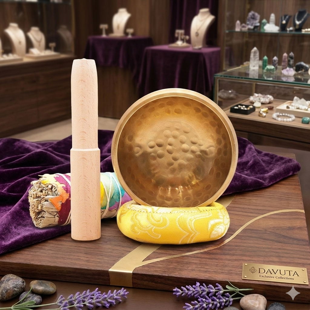 Tibetische Klangschale mit Kissen und Klangstab (Set)