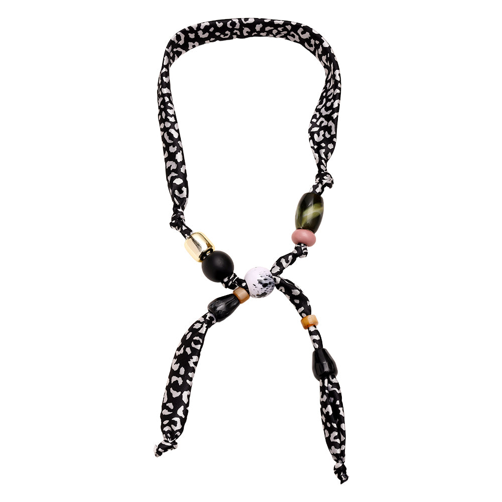 Damen Schal Halskette / Leopardo Nero / Stylisch & Wild