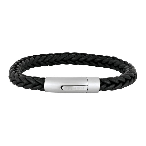 Herren Armband / Tressio Nero / Kalbsleder + Edelstahl / maskulin · klar · zeitlos