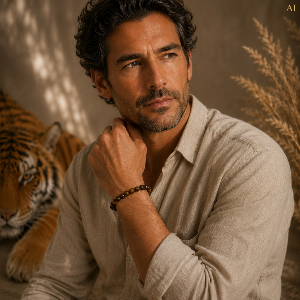 Herren Armband Tigerauge glänzend by DAVUTA