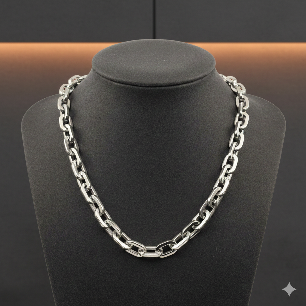 Herren Halskette Edelstahl Silber 55 cm