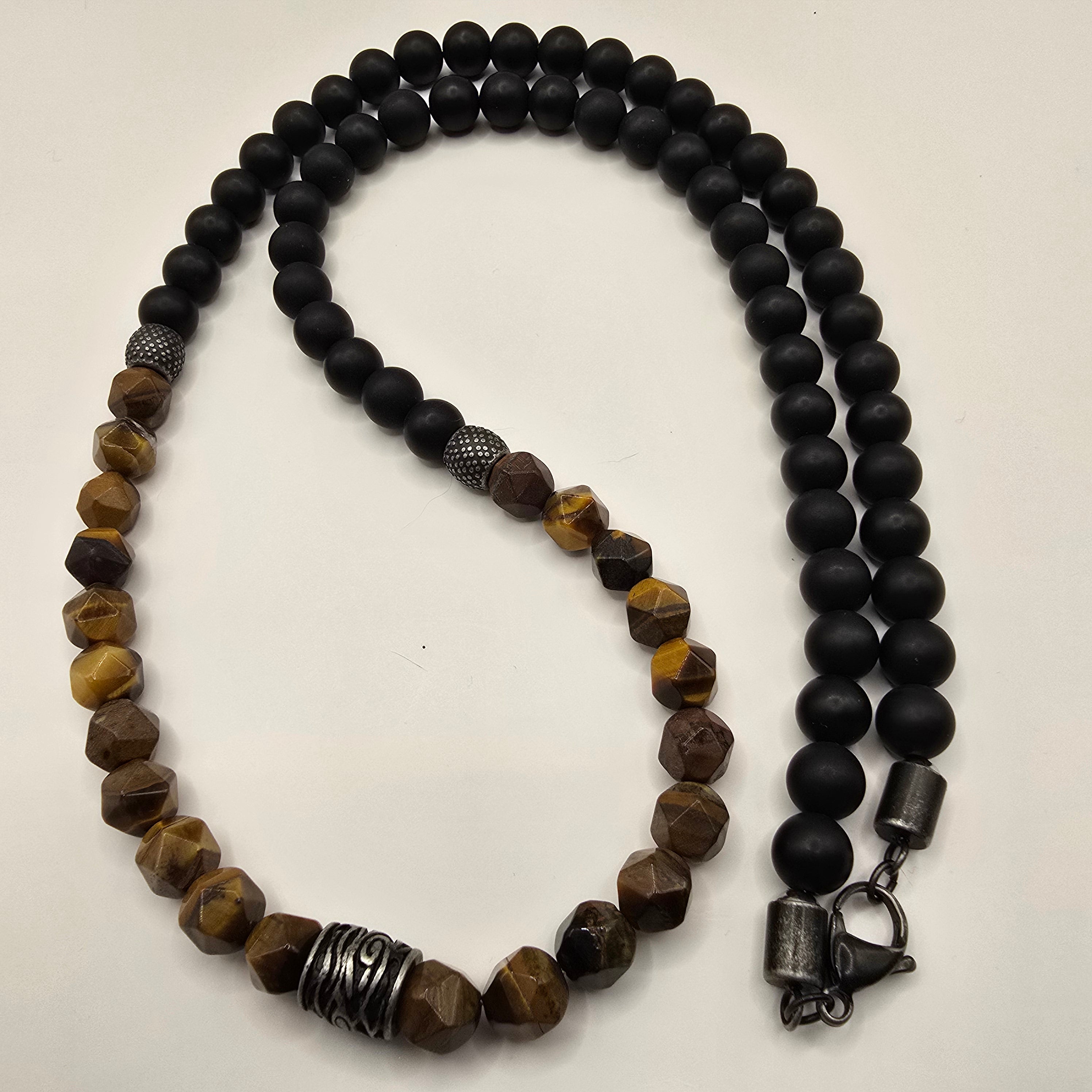 Herren Kette ES mit Achat und Tigerauge by DAVUTA