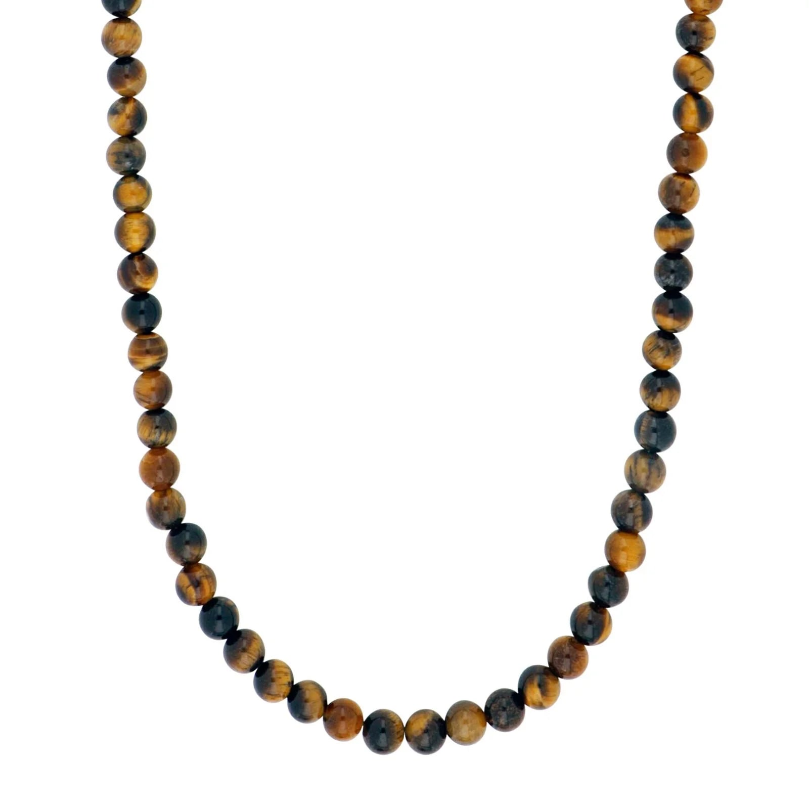 Herren Halskette / Occhio del Tigre / Edelstein Tigerauge / Edelstahl / kraftvoll