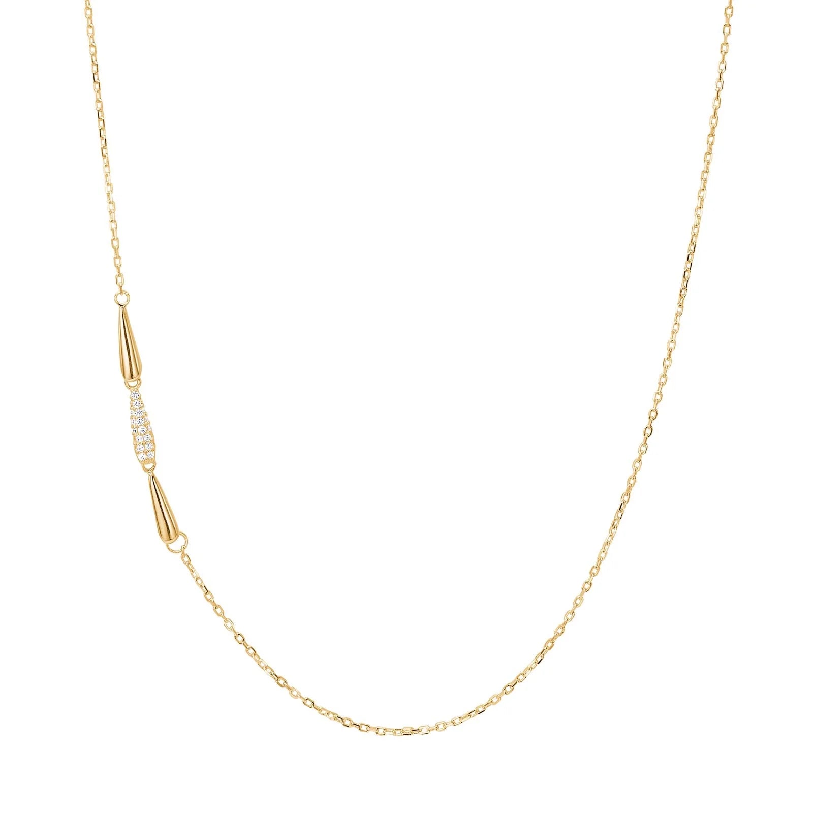 Damen Collier / Goccia Elegante / 935er Silber vergoldet / elegant schlicht / ROMYNOR