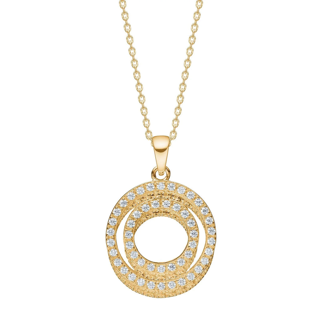 Damen Kette Kreis / Cerchi d'Oro / 8 K (333) Gold Anhänger mit Frontkette / Zirkonia / feminin elegant